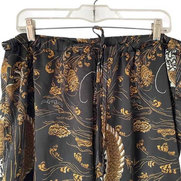 Natori Black Gold Print Drawstring Pajama Lounge Pants size large - Picture 2 of 7